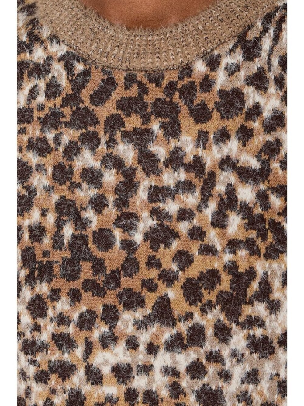 Java Multi Abstract Leopard Medium Long Sleeve Crew Neck Sweater - Picture 5 of 5